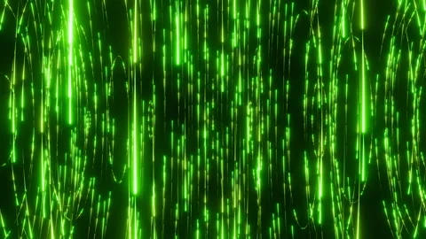 Futuristic seamless loop animation of neon green star particles moving up and Stock Footage 340829281