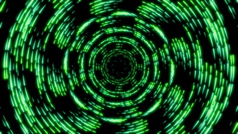 Futuristic seamless loop animation of neon green short light lines rotating Stock Footage 340918222