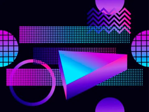 Futuristic seamless pattern with geometric shapes. Gradient with purple tones Stockillustratie