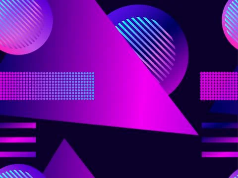 Futuristic seamless pattern with geometric shapes. Gradient with purple tones Illustrazione stock