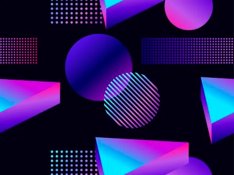 Futuristic seamless pattern with geometric shapes. Gradient with purple tones イラスト素材