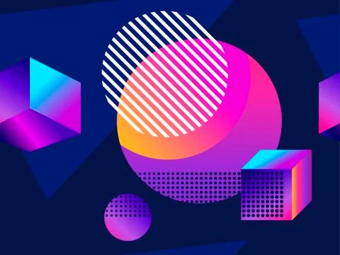 Futuristic seamless pattern with geometric shapes. Gradient with purple tones イラスト素材