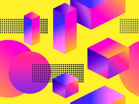 Futuristic seamless pattern with geometric shapes. Gradient with purple tones Stockillustratie