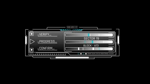 Futuristic Sector Verification Panel With Block Analysis Progress Bars Stock Footage 341520775