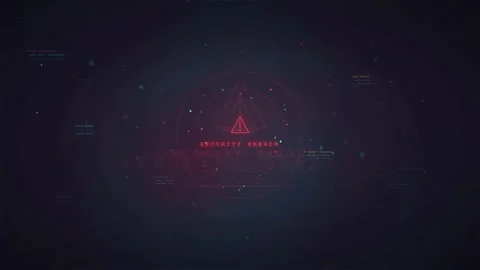 Futuristic Security Breach Warning Alert Digital Cyber Technology Background Stock Footage 341073486