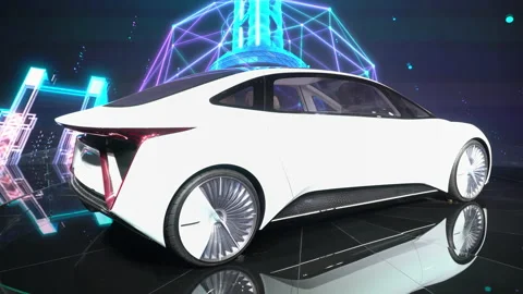 Futuristic self-driving concept car "Kun" at China Pavilion, Expo 2020 Dubai Stock-Footage 168035500