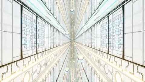 Futuristic Server Hall 3d rendering Stock Illustration