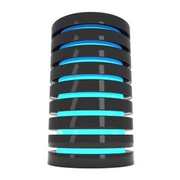 Futuristic server hard disk and database or battery cell. Illustrazione stock