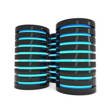 Futuristic server hard disk and database or battery cell. Illustrazione stock