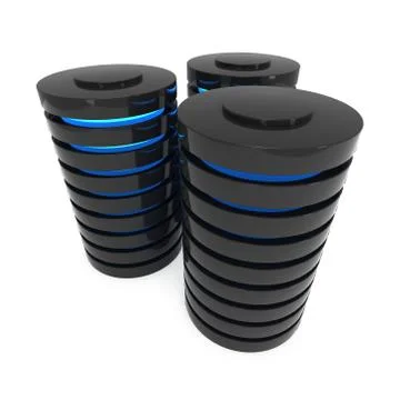 Futuristic server hard disk and database or battery cell. Illustrazione stock