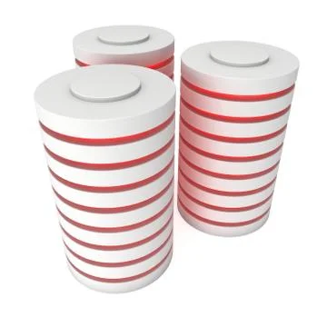 Futuristic server hard disk and database or battery cell. Illustrazione stock