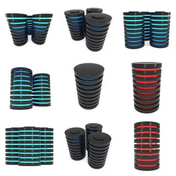 Futuristic server hard disk and database or battery cell. 스톡 일러스트