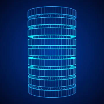 Futuristic server hard disk and database or battery cell イラスト素材