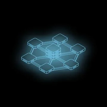 Futuristic server network connecting devices in cyberspace Illustrazione stock