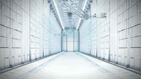 Futuristic Server Room 3d illustration Stock Illustration