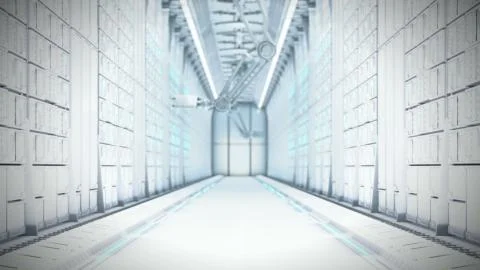 Futuristic Server Room 3d illustration Illustrazione stock