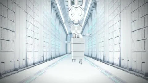 Futuristic Server Room 3d illustration Illustrazione stock