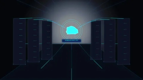 Futuristic server room and cloud computing data center network Stock Footage 347213209