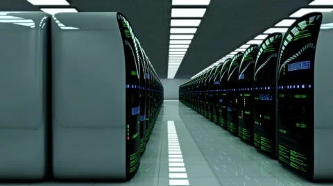 Futuristic server room. Camera moves to the right Stock Footage 68205372