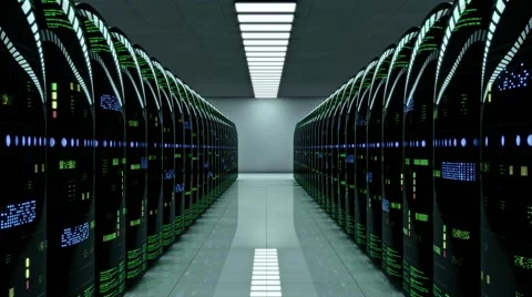 Futuristic server room. Dynamic focal length Stock Footage 68291164