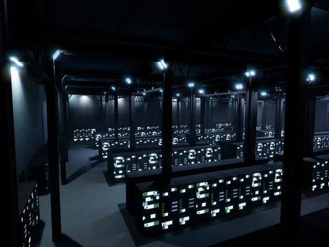 Futuristic server room with storage Stock Illustration