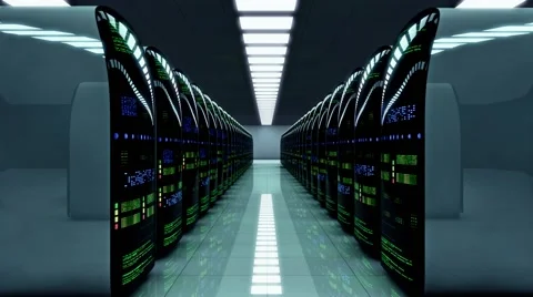 Futuristic server room. Working data servers with flashing LED lights Stock Footage 68141859