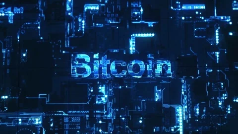 Futuristic servers with Bitcoin Technology. 3D Animation Tether, Ethereum, cyber Stock Footage 336443216