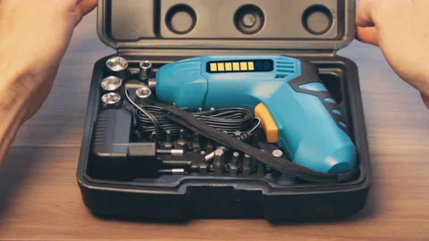 Futuristic Set Of Tools: Auto Screwdriver And Smart Drilling Home Instruments 스톡 동영상 140361381