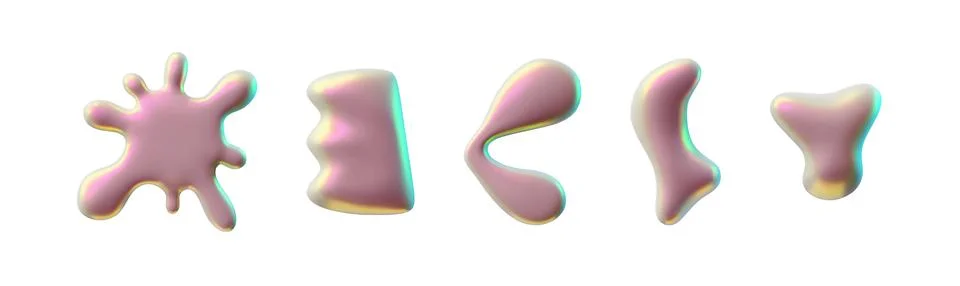 Futuristic set of vector elements in liquid Y2K style. Illustrazione stock