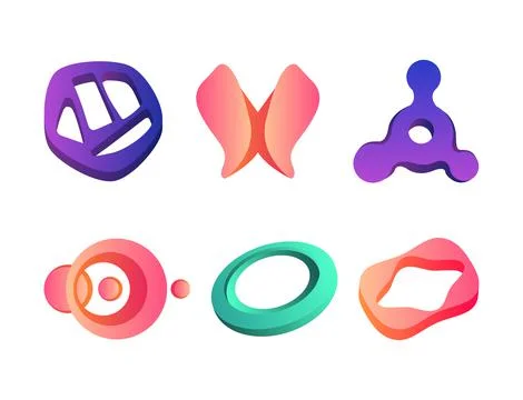 Futuristic Shape with Holographic Gradient Design as Graphic Creative Element Stock Illustration