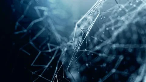 Futuristic shapes in cyberspace. Abstract mesh background Illustrazione stock