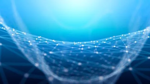Futuristic shapes in cyberspace. Abstract mesh background Иллюстрация