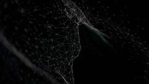 Futuristic shapes in cyberspace. Mesh background, virtual reality concept Video stock 113291301