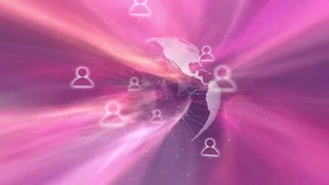 Futuristic shine cyberspace earth globe with digital people icons animation Stock Footage 341156208