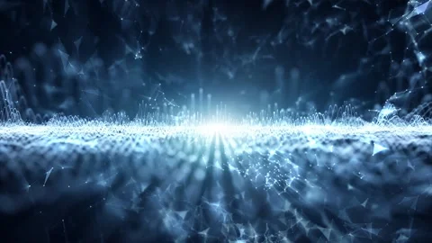 Futuristic shine digital cyberspace network wave lines looped background Stock Footage 341152396