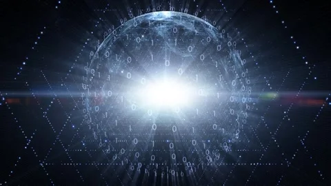 Futuristic shining digital data sphere network animation Stock Footage 337368664