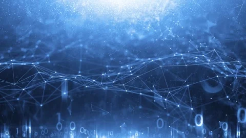 Futuristic shiny blue digital technology looping animation Stock Footage 337248950