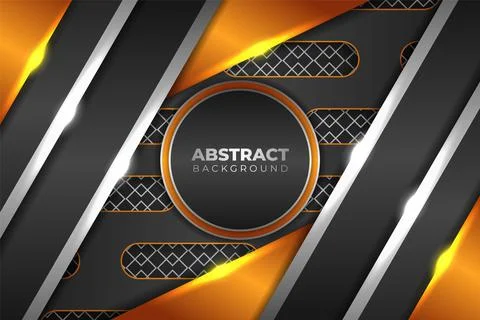Futuristic Shiny Circle Metallic Background Orange and Gray with Overlapped L Stock Illustration