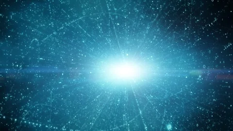Futuristic shiny cyberspace with binary numbers and dots loop Video stock 333714759