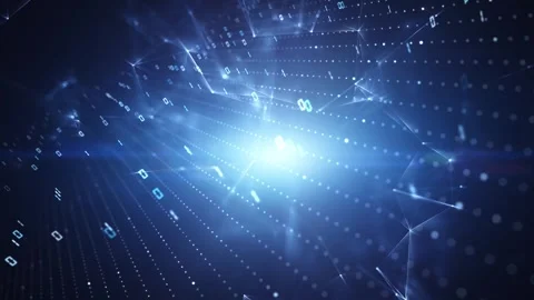 Futuristic shiny digital tech network with binary code data looping backgrou Stock Footage 341433948