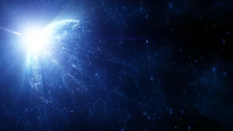 Futuristic shiny sphere cyberspace with lines dots and binary data Stock Footage 323323344