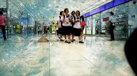 Futuristic shopping centre Stockbeeldmateriaal 924611