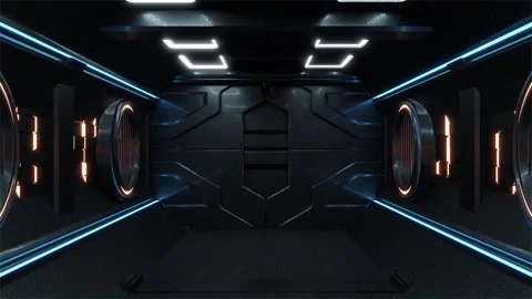 Futuristic si-fi corridor technological tunnel. Green Screen Footage. 스톡 동영상 252114724