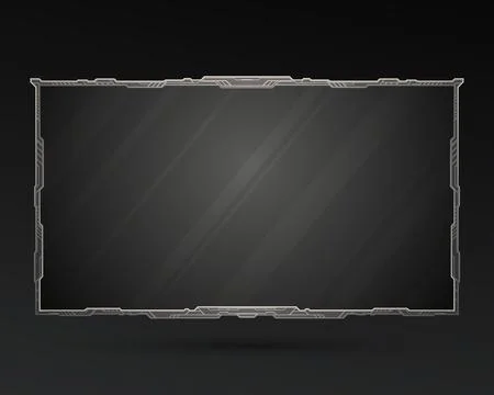 Futuristic silver border stream overlay webcam screen gui panel frame Stock Illustration