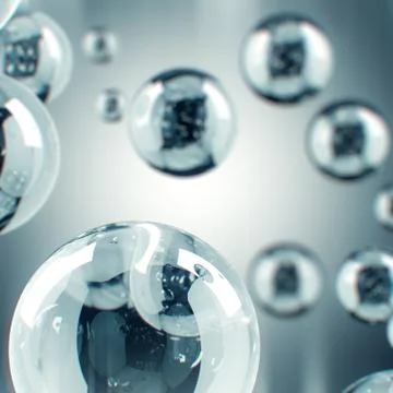 Futuristic Silver Bubbles with white matte alpha channel Stock Illustration