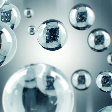 Futuristic Silver Bubbles with white matte alpha channel Stock Illustration