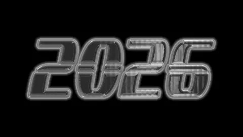 Futuristic Silver Metallic 2026 Typography Animation Stock Footage 331720679