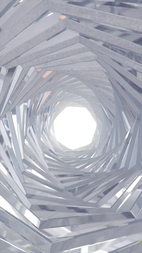 Futuristic silver metallic tunnel with geometric frames and twisting perspe.. Stock Footage 330053558