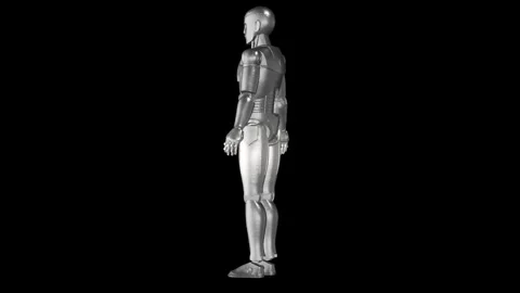 Futuristic Silver Robot in Various Poses on Black Background 库存影片 339115293
