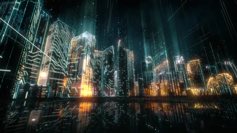 Futuristic сityscape with skyscrapers. Technology concept. Hyperlapse 動画素材 132436060